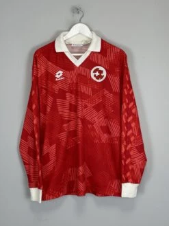 1993/94 SWITZERLAND #3 L/S *PLAYER ISSUE* HOME SHIRT (XL) LOTTO(1993 94 Switzerland 3 L S Player Issue Home Shirt Xl Lotto)