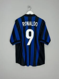 1998/99 INTER MILAN RONALDO #9 HOME SHIRT (L) NIKE(1998 99 Inter Milan Ronaldo 9 Home Shirt L Nike11)