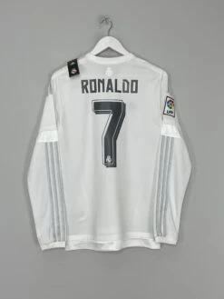 2015/16 REAL MADRID RONALDO #7 *BNWT* L/S HOME SHIRT (L) ADIDAS(2015 16 Real Madrid Ronaldo 7 Bnwt L S Home Shirt L Adidas35)