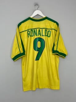 1998/00 BRAZIL RONALDO #9 HOME SHIRT (L) NIKE(1998 00 Brazil Ronaldo 9 Home Shirt L Nike00)