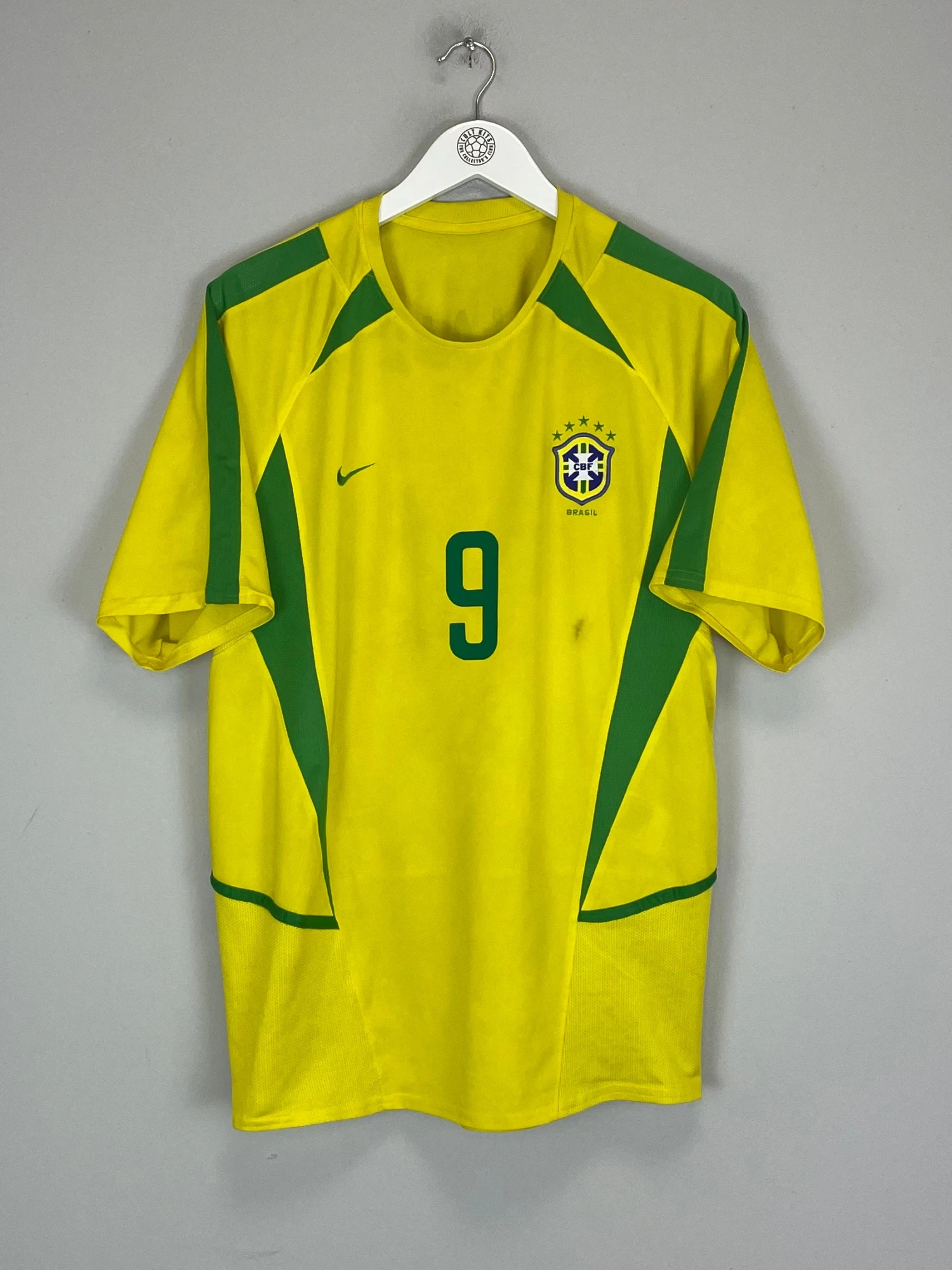 2002/04 BRAZIL RONALDO #9 HOME SHIRT (M) NIKE(2002 04 Brazil Ronaldo 9 Home Shirt M Nike4574) 5 2002/04 BRAZIL RONALDO #9 HOME SHIRT (M) NIKE(2002 04 Brazil Ronaldo 9 Home Shirt M Nike4574) - Image 3