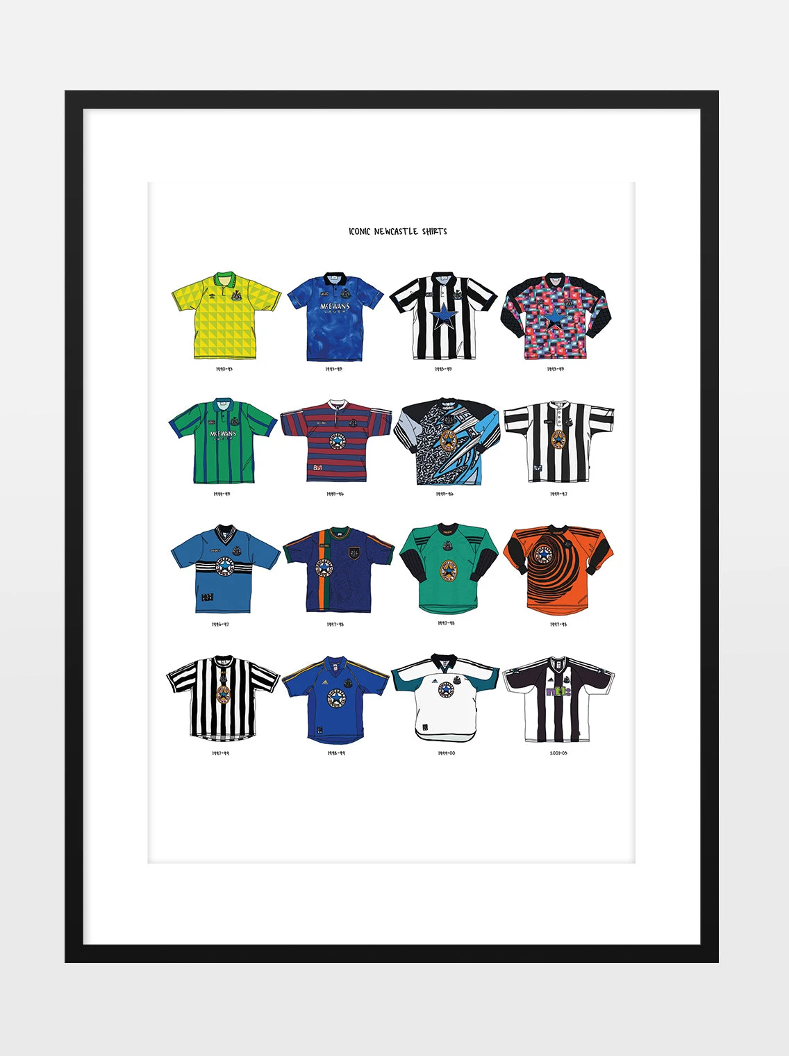 ICONIC NEWCASTLE UNITED SHIRTS A3 PRINT(Iconic Newcastle United Shirts A3 Print) 3 ICONIC NEWCASTLE UNITED SHIRTS A3 PRINT(Iconic Newcastle United Shirts A3 Print)